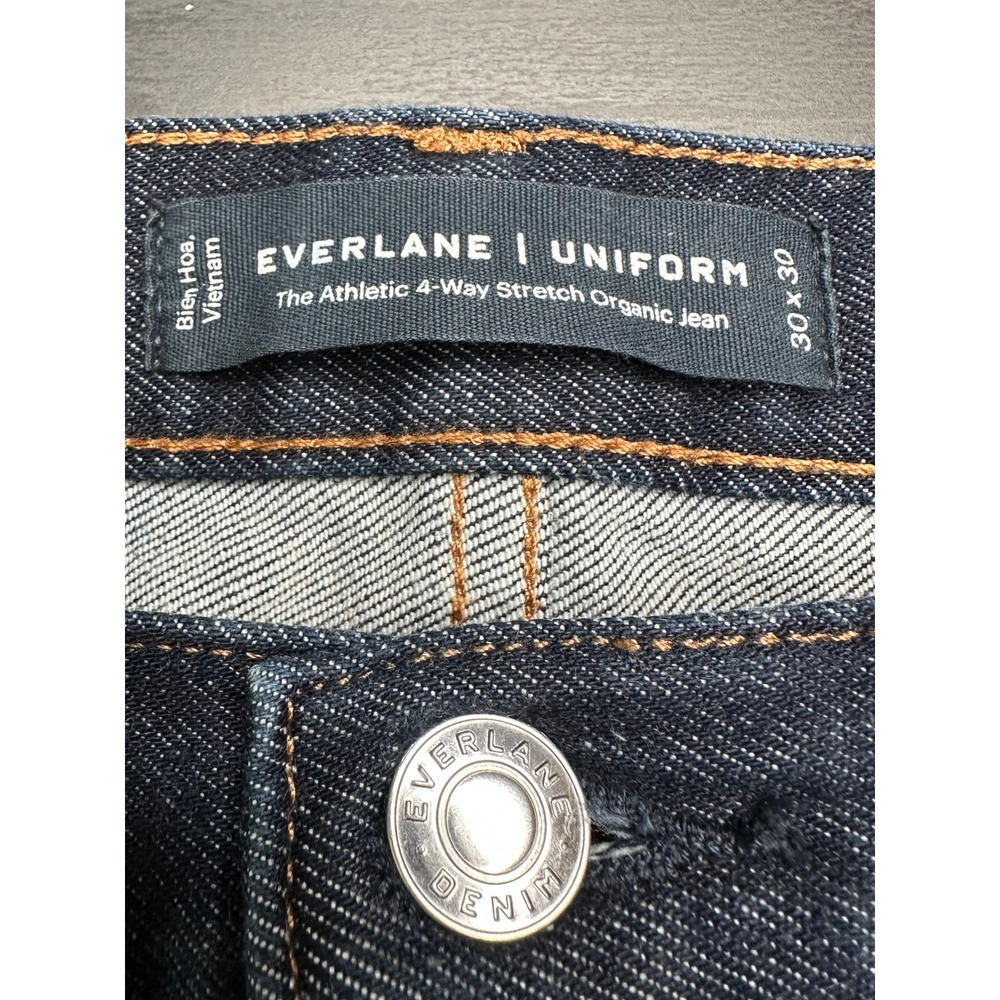 Everlane Uniform Athletic 4-Way Stretch Organic Jean Mens 30x29 Dark Wash Indigo - Picture 3 of 8